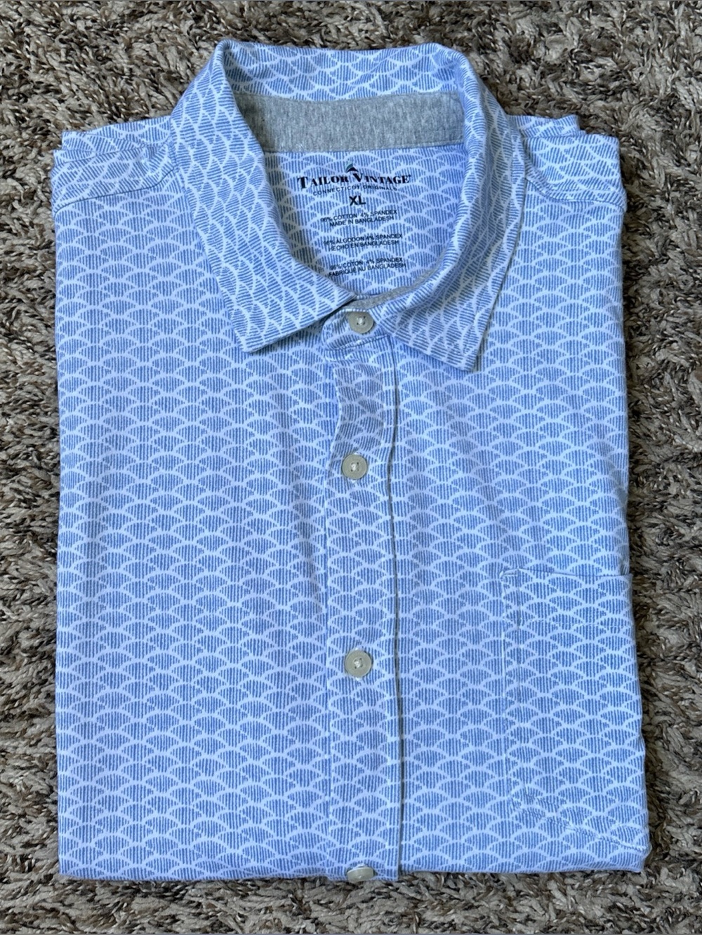 Tailor Vintage Men's Light Blue Geometric Button-Down Shirt